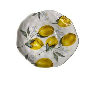 Grace Teaware Yellow Lemons Porcelain Saucer Plate White Wavy Rim Trinket‎ Dish